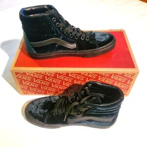 Vans Sk8-Hi green velvet sneakers